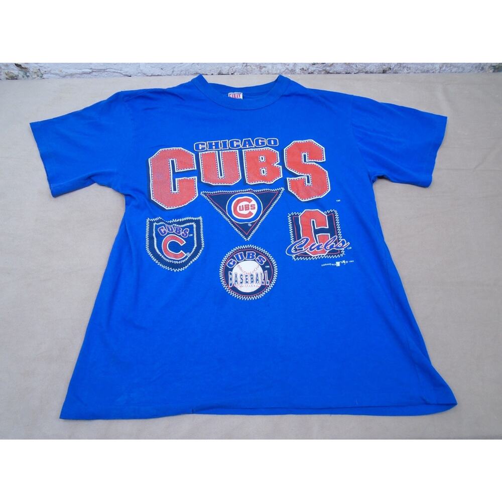 Vintage 90s Chicago Cubs T Shirt L Graphic MLB Baseball Single Stitch 1989 Garan